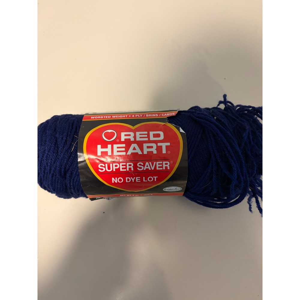Red Heart Super Saver Yarn Soft Navy 0387 Worsted 4 Ply 8oz No Dye Lot E300